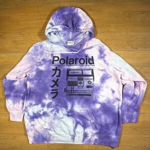 Polaroid Tie Dye Hoodie Capturing Moments  Graphic Print Purple Pink lg